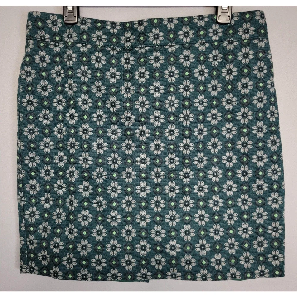 LOFT‎ Outlet Pencil Skirt Womens 14P Petite Textured Floral Zipper Casual Career